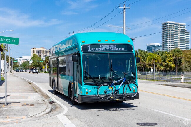 A convenient Palm Tran bus serves the residents of El Cid.