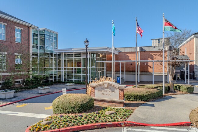 The Atlanta International School is located about two miles west of Pine Hills.