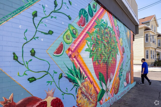 Colorful murals dot many of Broadway's side streets.