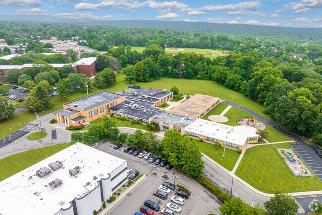 Aerial view of the campus of All Saints Academy.