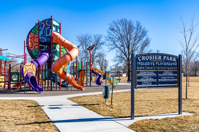 Hastings's Crosier Park has a playground and ballfields for locals to enjoy.