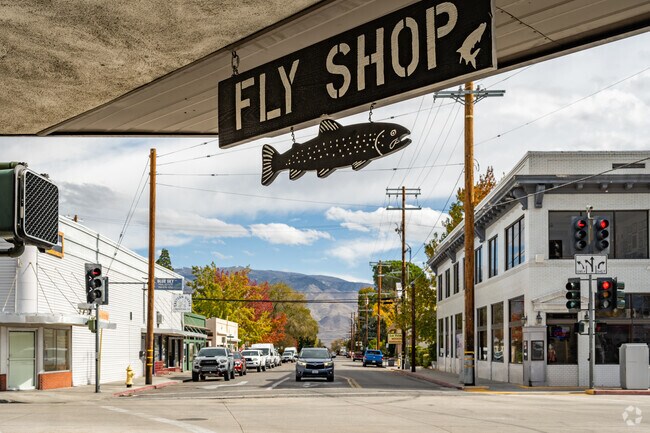 U.S. Route 395, AKA: the Eastern Sierra Scenic Byway, borders Dixon Lane-Meadow Creek and runs right through Downtown Bishop.