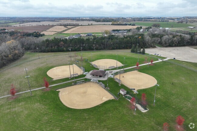 Bear Cave Park has a wide variety of athletic facilities, including baseball diamonds.