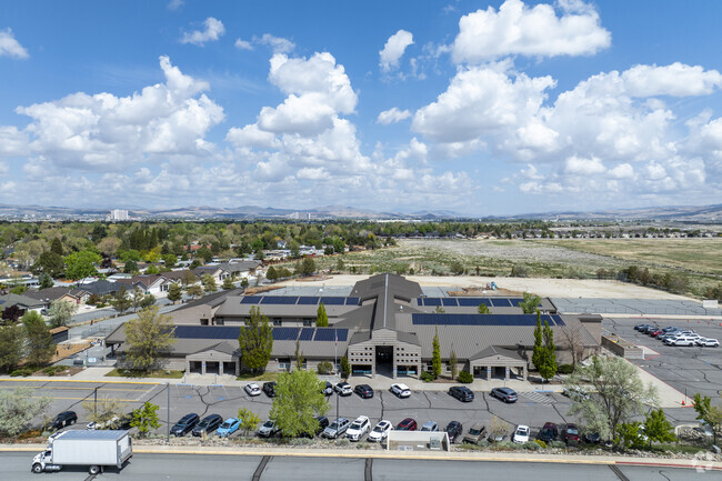 An aerial view of Donner Springs Elementary School facing North.