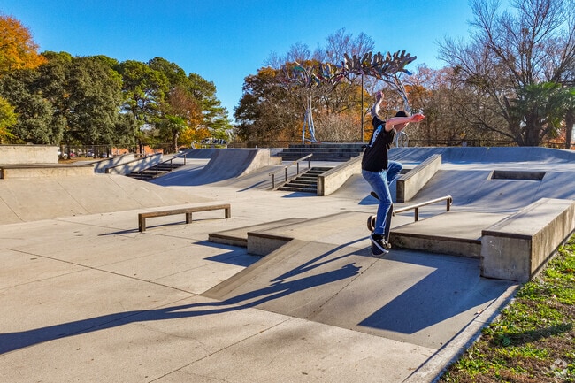 Northside sits adjacent to Northside Park, a 68-acre area with a skate park and pool.