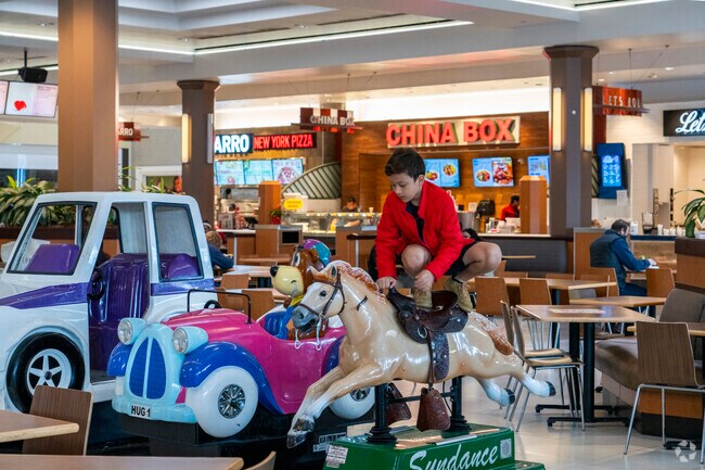 Meadowood Mall has small ride attractions in the food court to keep kids busy while