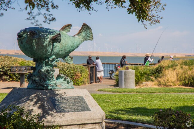 Marina Park is a popular fishing destination for Downtown Pittsburg locals.