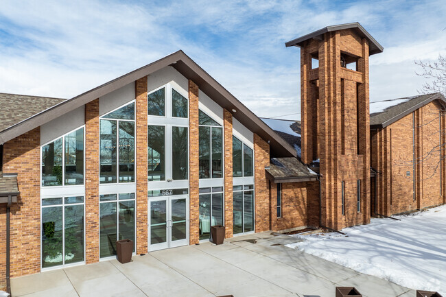 The east entrance at Brighton Adventist Academy in Brighton, Colorado.