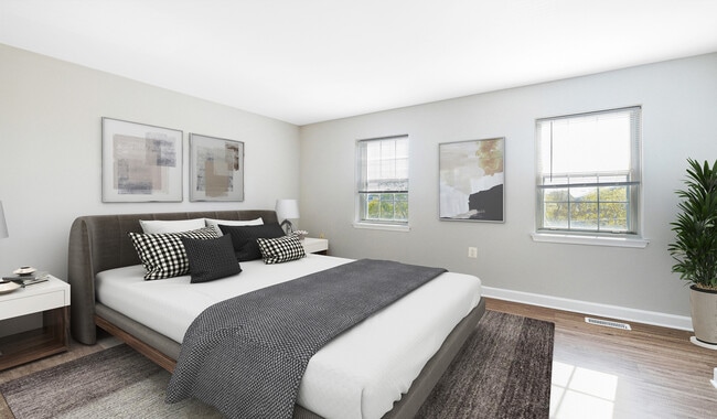 Spacious bedroom with ample natural light