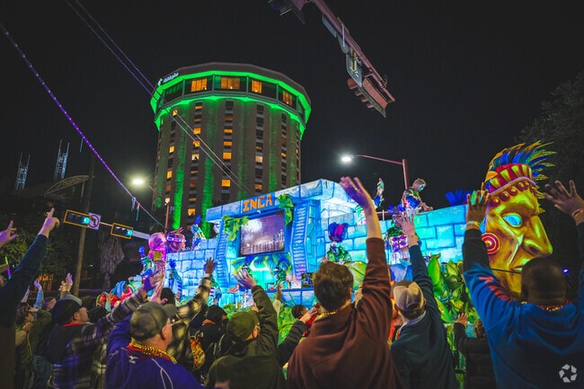 Folks come to Downtown Mobile  for Mardi gras from miles around.