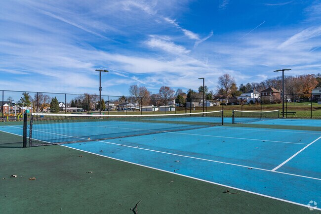 Practice your serve on the tennis courts at Marge Goodfellow Community Park.