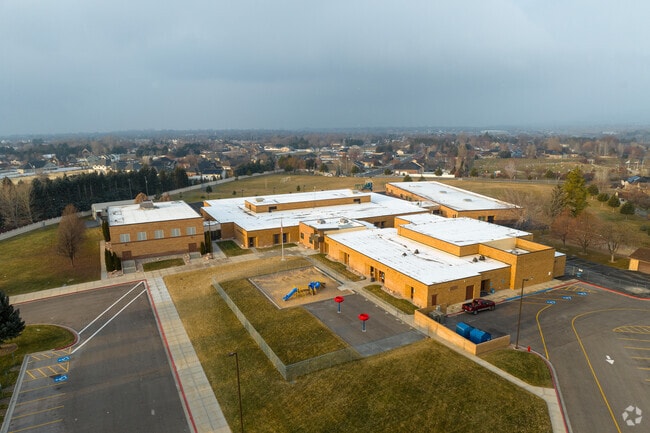 Aerial view of Highland Elementary located in the Highland neighborhood.