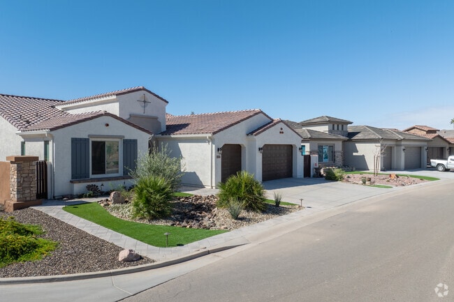 There are plenty of Spanish architecture inspired homes in Robson Ranch in Eloy.