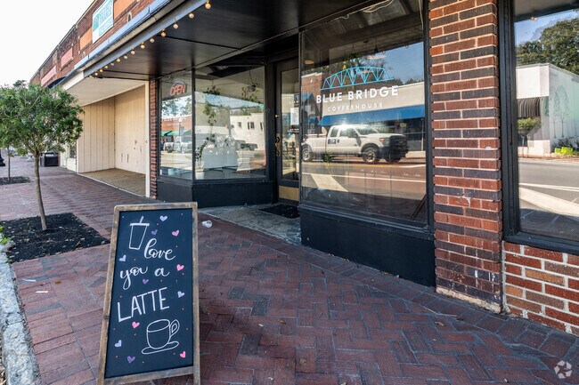 Enjoy a coffee or a Latte at Blue Bridge Coffeehouse in Downtown Kingsland.