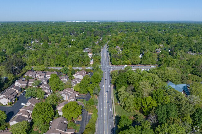 Starmount Forest. Drone Shot showing W Friendly Ave