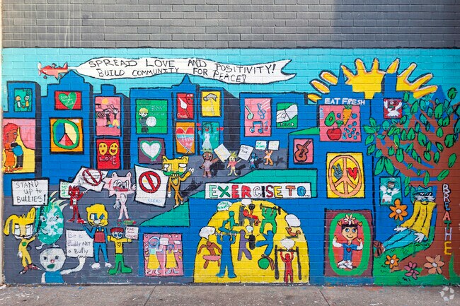 Some of the beautiful artwork displayed on Frederick Douglas Academy III Secondary walls.
