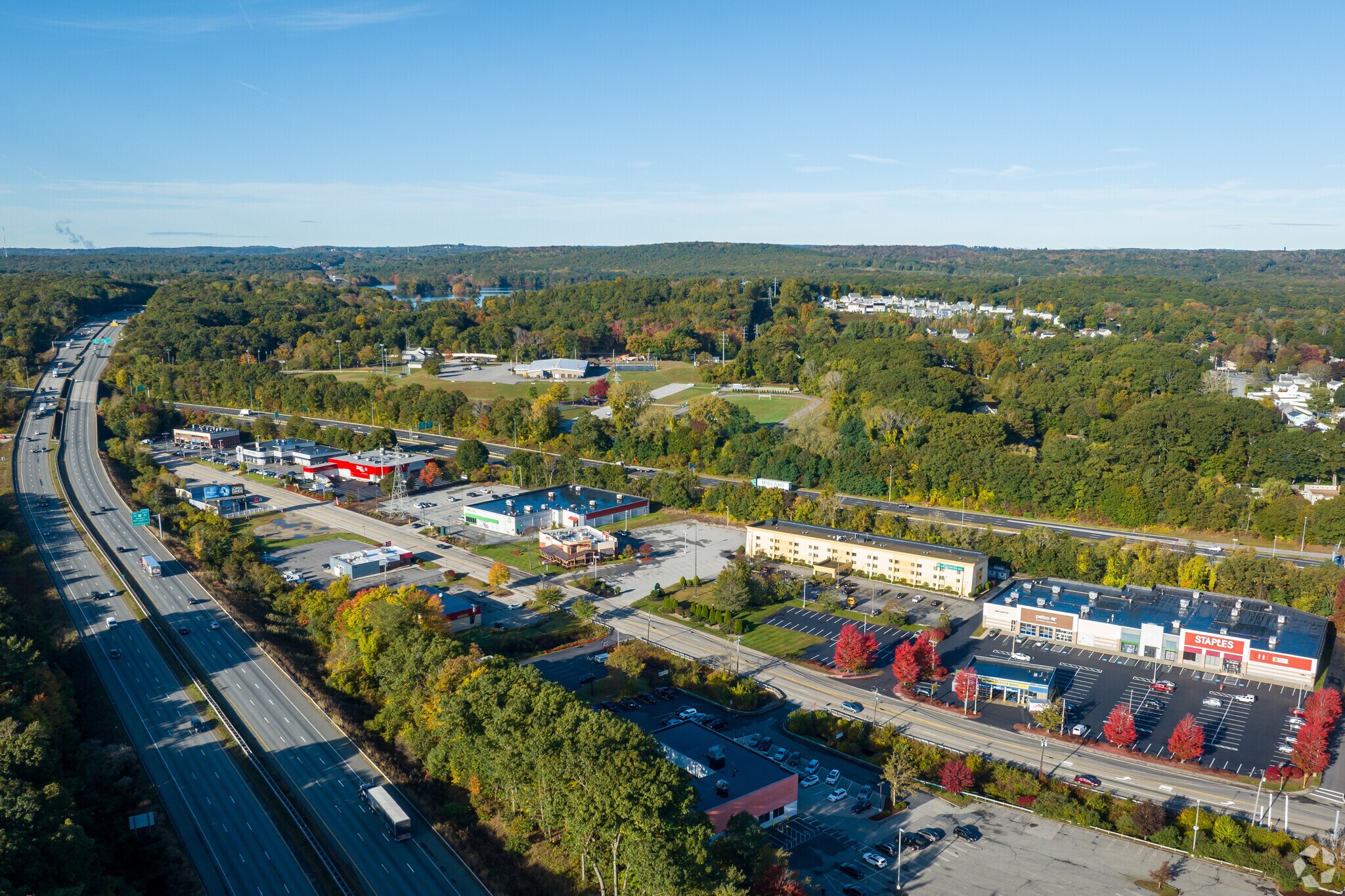 Southbridge Street runs through Pondville, and is lined with retail and dining options.