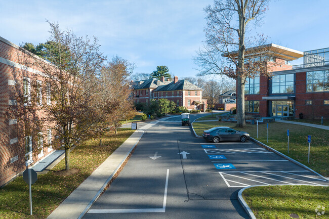 The Ursuline Academy resides on a beautiful campus with multiple school buildings in Dedham, MA.
