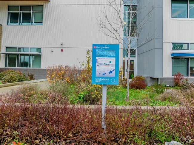 Informational sign on Mary Lyon Elementary School.