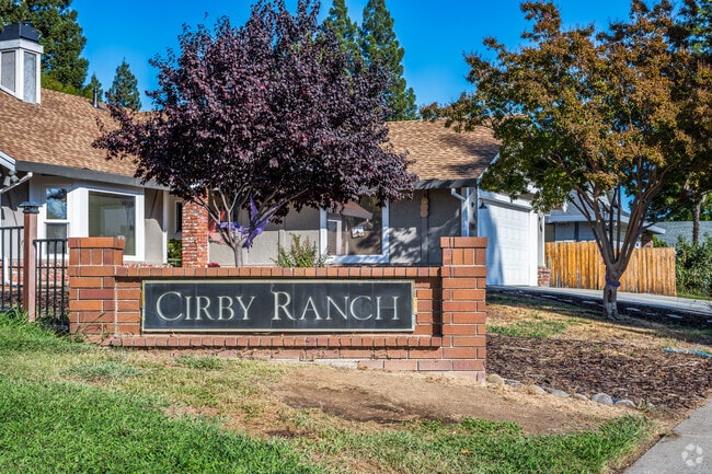 This brick sign welcomes you to the neighborhood of Cirby Ranch.