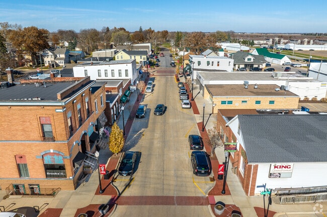 The small and historic downtown of Eldridge is home to small businesses and restaurants.