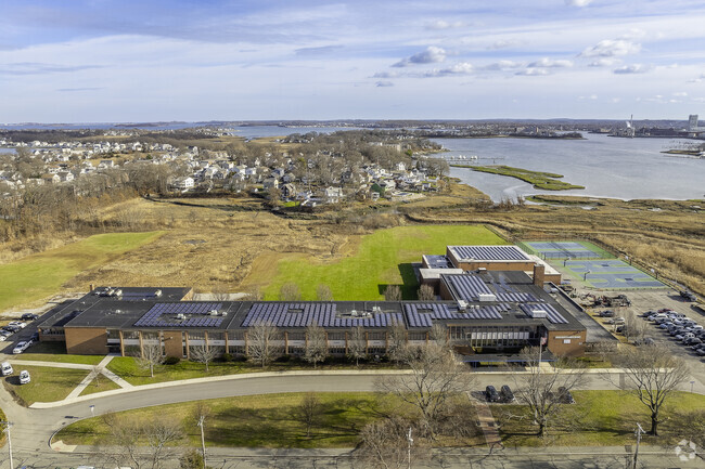 Broad Meadows Middle School and the surrounding area in Quincy, MA.