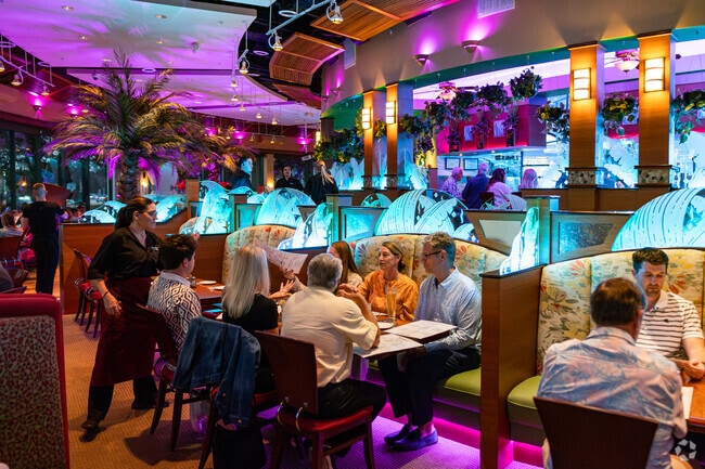 Watermark Grille is known for its stylish decor and fresh seafood dishes.