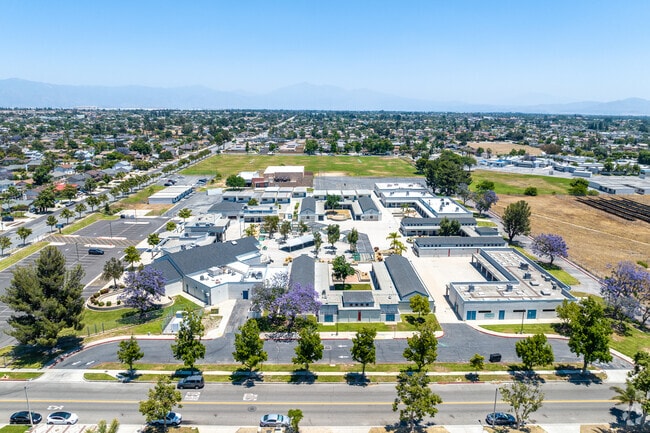 The Almeria Middle School offers a sprawling campus when viewed from above.