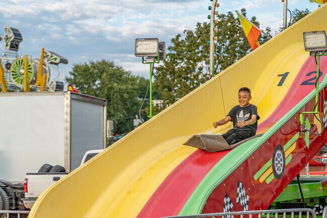 Come test out your sliding skills at the Hometown Days Festival in Yorkville.