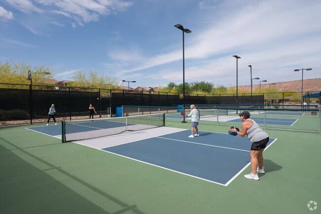 Residents of Mesquite enjoy playing outdoor sports like pickleball and tennis.