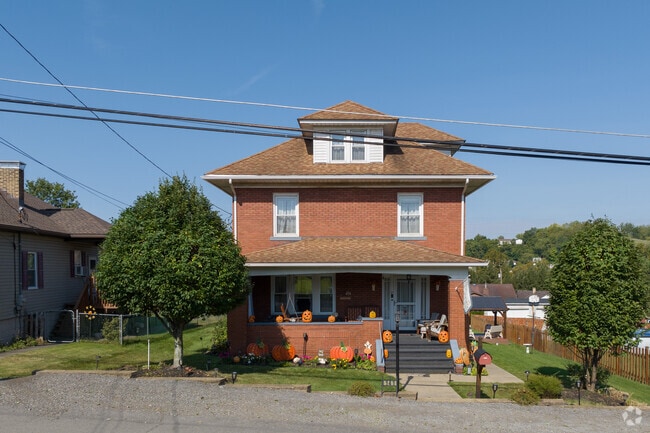 A classic brick home decorated for Halloweeen in Strabane.