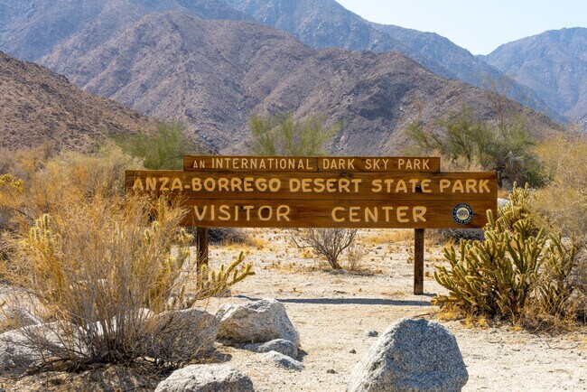 Anza-Borrego in Borrego Springs features scenic trails, slot canyons, and panoramic desert mountain views.