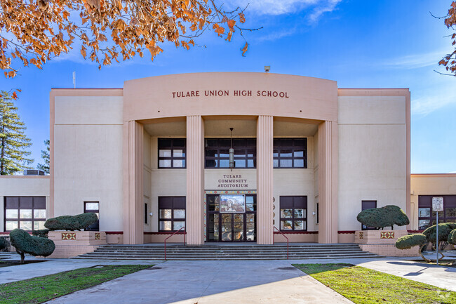 The community auditorium is located on the campus of Tulare Union High School.