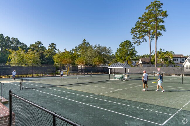 Members have access to the clay courts of the spa and fitness center in Berkley Hall.