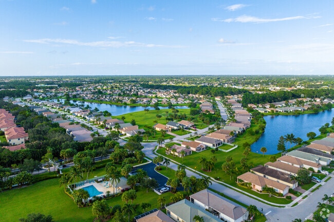 Homes in one of the gated communities of St Lucie West are surrounded by water.