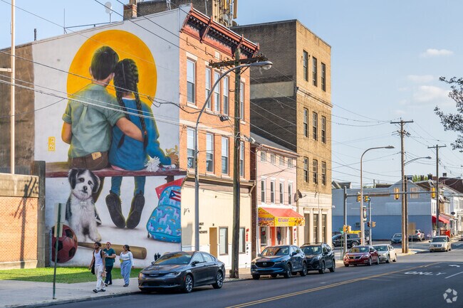 Colorful murals adorn many buildings in Downtown Lebanon.