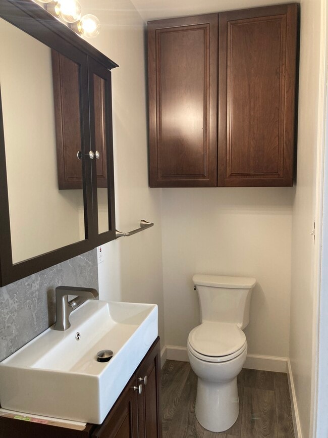 Bathroom with large storage cabinet