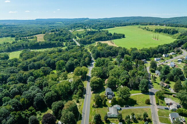 This aerial view shows off the beautiful rolling hills of Middlefield.