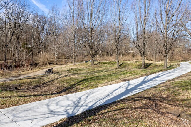 Brown Park has concrete walking paths throughout the park.