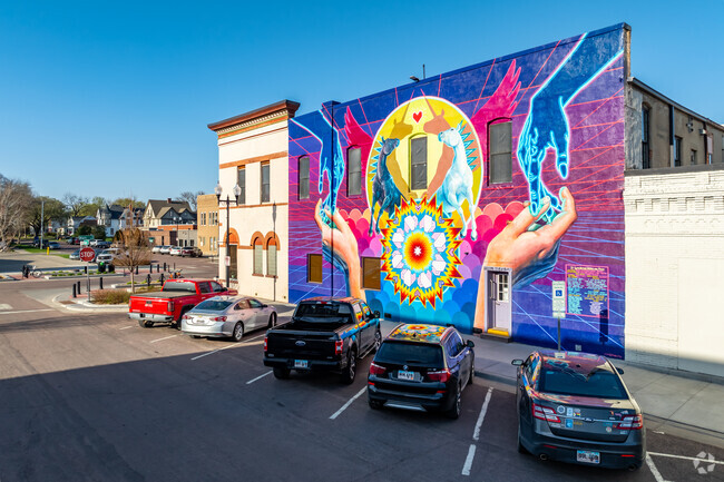Vibrant murals cover the walls in Downtown Vermillion.