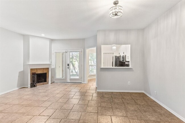 Living Area with wood burning fireplace