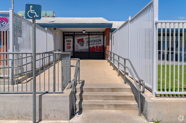 The Office and entrance to Jefferson elementary is found on the West end of the property.
