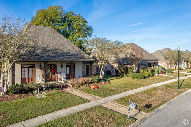 French-inspired Acadian homes dominate neighborhoods in Central, Louisiana.