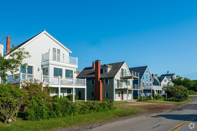 Well maintained row of homes line up the peaceful streets of Cape Neddick.