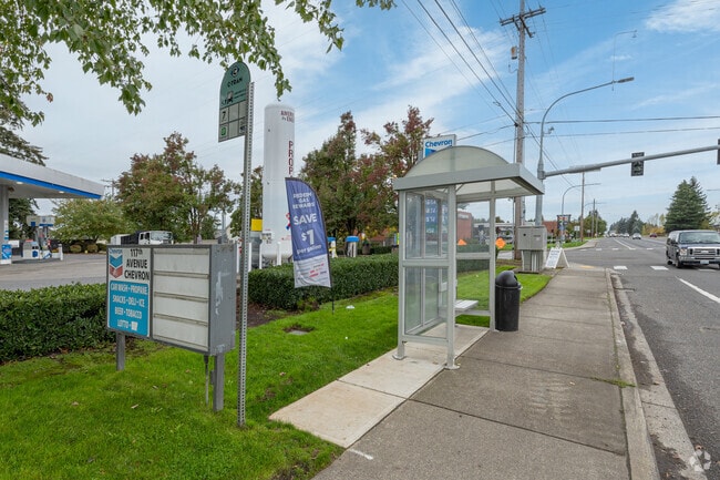 Bus stops in Orchards Area provide convenient transportation across Vancouver.