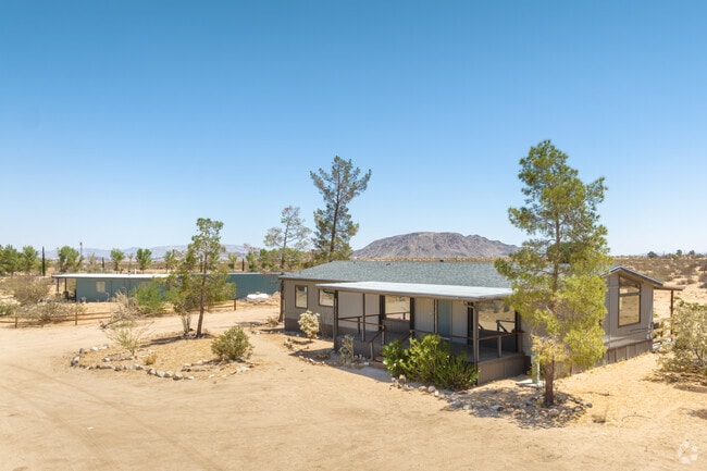 A modern single-story desert home seen in Landers.