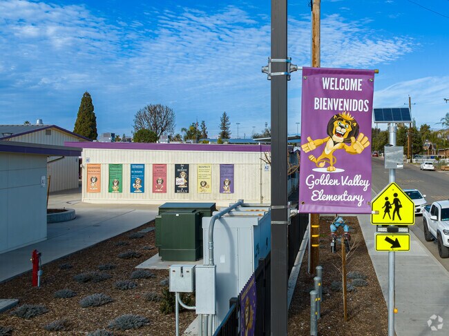Several banners around Golden Valley Elementary School encourage students.