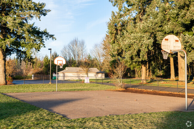 A basketball court alongside the playground.