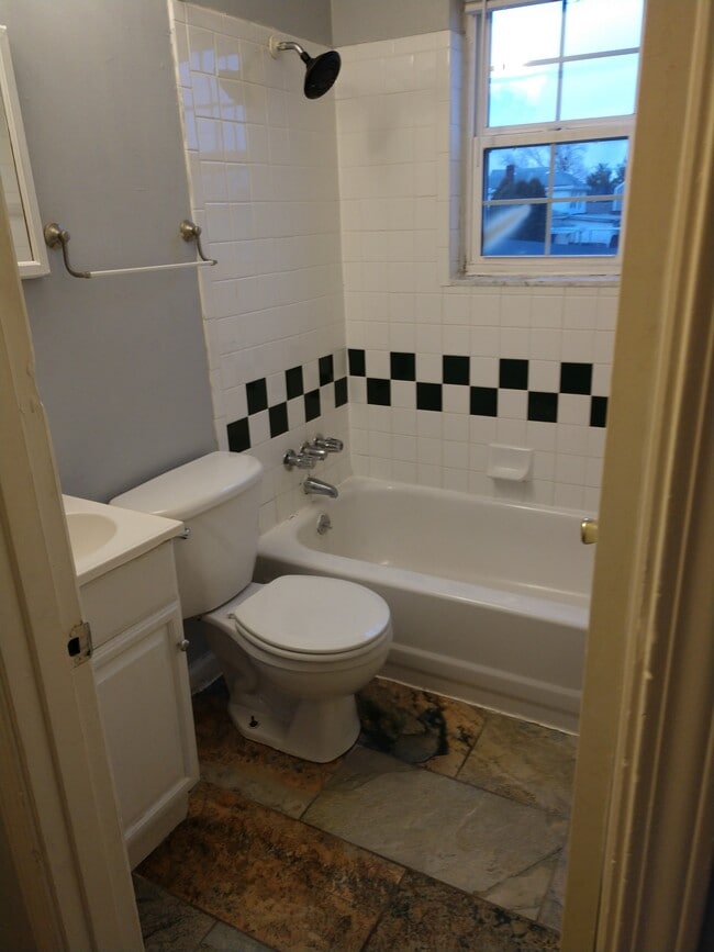 Ceramic tile floor.