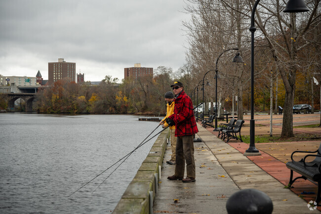 Fishermen enjoying their time at the Festival Pier in Pawtucket.